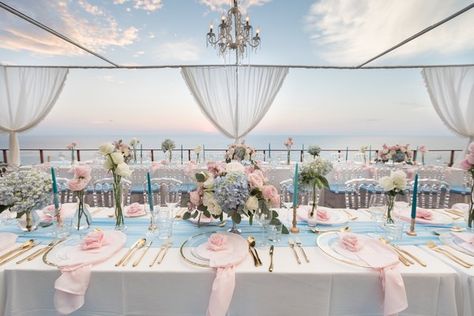 Wedding Ideas Green, Destination Wedding Colors, Wedding Table Pink, Ocean View Wedding, Wedding In Thailand, Wedding Rings Silver, Table Rose, Wedding Reception Planning, Ocean Wedding