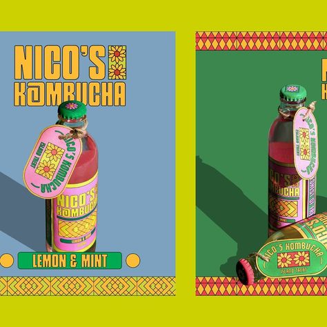 Posters for Nico’s Kombucha 🌼 Photography by @curatedbynavya #brand #branding #design #designinspo #kombucha #graphicdesign #logo #typography #brandidentity #drink #summer #designfeed #branddesign #photography #productphotography #productshoot #logodesign #posterdesign #poster #tropical #colors #explore Kombucha Poster Design, Kombucha Photography, Tropical Typography, Kombucha Brands, Drink Logo, Logo Typography, Drinks Logo, Tropical Drink, Tropical Colors