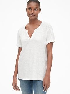 Women's Seasonal Picks | Gap Gap Women, Women Collection, Knit Jersey, Neck T Shirt, Gap, Split, Short Sleeves, Women's Top, T Shirt