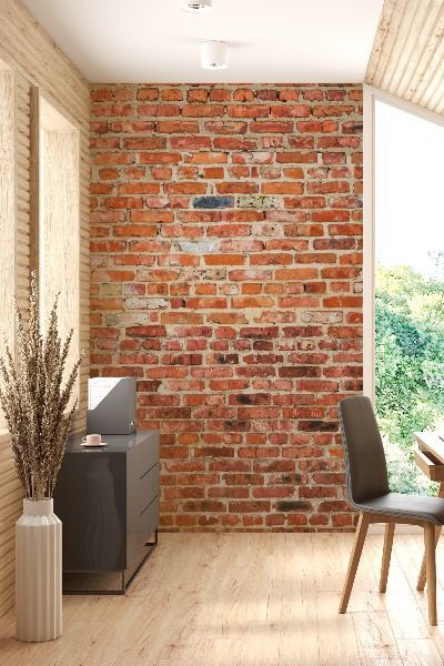 This delightful wallpaper has an embossed finish for an authentic look and is sure to make a welcome addition to any room. Inspired by traditional brick walls, this brick effect wallpaper offers a realistic look for a great sense of style. Wooden Brick Wall, Red Brick Living Room Wall, Fake Brick Accent Wall, Bare Brick Wall Living Room, Red Brick Accent Wall, Brick Wall Aesthetic, Faux Brick Wall, Red Brick Living Room, Brick Wallpaper Kitchen