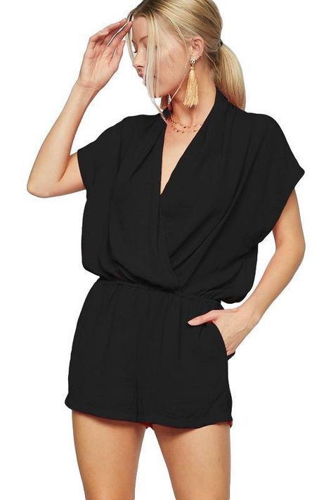 Chic Romper, Silk Romper, Red Romper, Flowy Shorts, Short Sleeve Romper, Knitted Romper, Sleeved Romper, Black Romper, Sleeves (women)