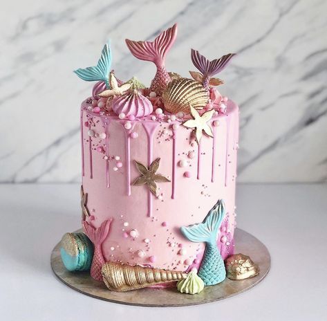 Mermaid Decorations, Magic Birthday, Mermaid Birthday Party Decorations, Mermaid Birthday Cakes, Sea Cakes, Fondant Cake Topper, Little Mermaid Birthday, Mermaid Theme Birthday, Beautiful Birthday Cakes