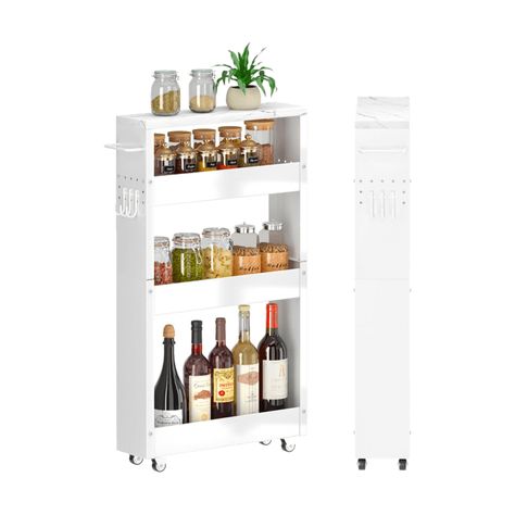 Kitchen Rolling Cart, Rolling Shelf, Organize Kitchen Spices, Slim Storage Cart, Rolling Shelves, Narrow Storage, Organizing Kitchen, Slim Storage, Narrow Storage Cabinet