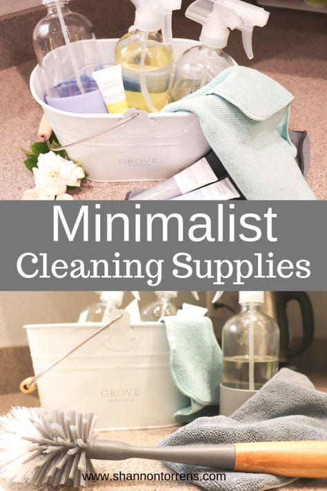 Minimalist Cleaning Supplies - I have realized it doesn’t take a lot of cleaning supplies to keep my home clean. The more I have stream lined my cleaning products the more I enjoy cleaning. About a year ago I started to look for nontoxic natural cleaning supplies that are eco friendly. #cleaningtips #cleaning #ecofriendly #natural #naturalcleaning Minimalist Cleaning, House Cleaning Products, House Cleaning Business, Bathroom Cleaners, All Natural Cleaning Products, Natural Cleaning Supplies, Home Cleaning Schedule, Zero Waste Cleaning, All Natural Cleaning