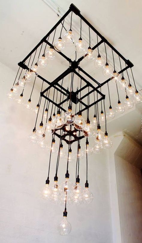 Diy Luminaire, Diy Lampe, Lustre Design, Pipe Lighting, Pipe Furniture, Industrial Chandelier, Deco Luminaire, Metal Chandelier, Industrial House