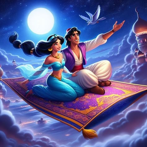 Aladdin Art, Walt Disney Characters, Disney Princess Jasmine, Beautiful Scenery Photography, Disney Jasmine, Aladdin And Jasmine, Princess Drawings, Disney Rapunzel, Diamond Art Painting