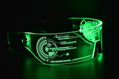 Neon Punk Fashion, Led Visor Glasses, Cyberpunk Glasses, Cyberpunk Accessories, Cyberpunk Tech, Glowing Glasses, Visor Glasses, Rave Gear, Purple Bird