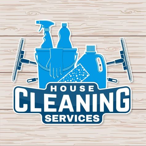 Cleaning company badge, emblem. Vector illustration. Concept for patch, stamp or sticker. Vintage typography design with cleaning equipments. Cleaning service sign for company related business Cleaning Company Logo, Company Badge, Cleaners Logo, Cleaning Service Logo, Vintage Typography Design, Cleaning Services Company, Print Stamp, Cute Apartment, Stickers Vintage