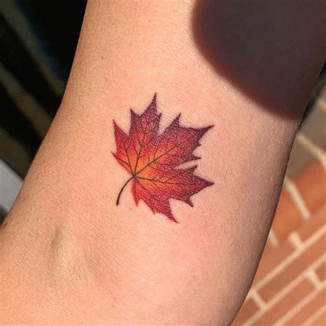 Small Maple Leaf Tattoo Canada, Fall Tatoos Autumn Leaves, Canada Leaf Tattoo, Fall Season Tattoo, Fall Leaves Tattoo Black, Fall Leave Tattoos, Red Maple Leaf Tattoo, Autumn Inspired Tattoos, Autumn Tattoo Sleeve