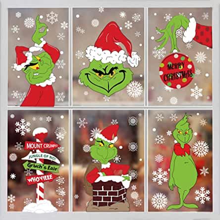 Christmas Party Nails, Christmas Window Clings, Christmas Window Painting, Christmas Window Stickers, Grinch Party, Have A Happy Holiday, Grinch Christmas Decorations, Office Christmas Party, Christmas Window Decorations