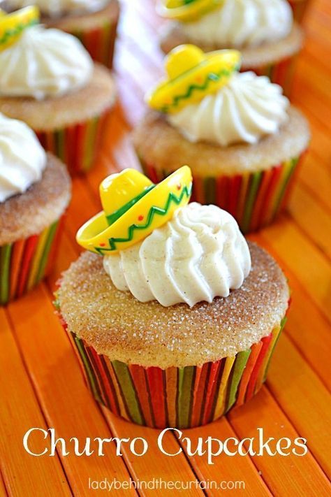 Spanish Class Party Food, Fiesta Work Party, Vegan Churro Cupcakes, Nacho Party Ideas Decorations, Mexican Fiesta Cupcake Ideas, Fiesta Party Cupcakes, Fiesta Themed Food, Taco Party Food Ideas Dessert, Fiesta Party Appetizers