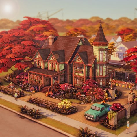 Autumn is coming! 🍁🍂 And who doesn't love it when the leaves on the trees change color, the evenings are still bathed in sunlight but are already getting cooler. Autumn is my second favorite season, after winter. And that's why I finally found a bit of motivation to build this house. It's not furnished, I hope you like it anyway. 🍁🍂🍁🍂🍁🍂🍁🍂🍁🍂 Have a lovely sunday sweeties! 🍁🍂🍁🍂🍁🍂🍁🍂🍁🍂 #thesims4builds #thesims4homes #showusyourbuilds #sccregram #somesimlishbuild #simstagram #thesims #sims ... Sims 4 Houses Autumn, Snowy Escape House, Sims 4 Snowy Escape House, Snowy Escape, White Rocks, Autumn Is Coming, Pretty Houses, Lovely Sunday, Sims Builds