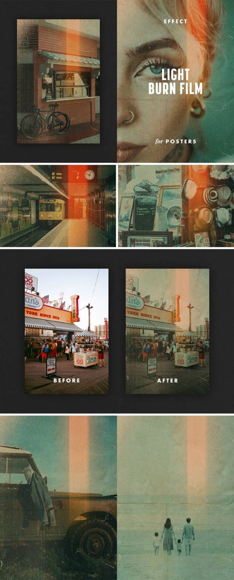 Photoshop Vintage Mockup: The Light Burn Film Poster Photo Effect by Pixelbuddha Burn Film, Film Burn, 80s Photography, Project Layout, Transport Images, Film Effect, Boiling Point, Film Design, Poster Photo