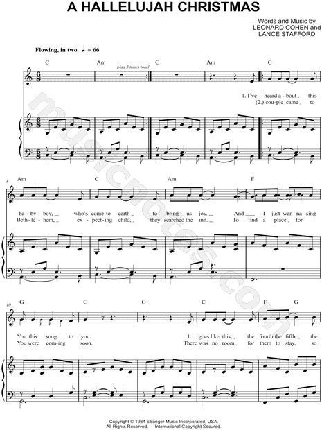 Hallelujah Sheet Music, Hallelujah Lyrics, Christmas Piano Sheet Music, Playground Landscaping, Xmas Music, Harp Music, Christmas Piano, Harps Music, Great Song Lyrics