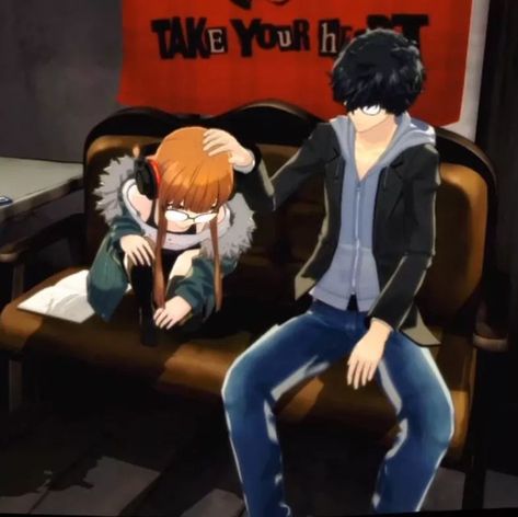 Head pat time. Persona 5 Joker And Futaba, Take Your Heart, Futaba Sakura, Persona Five, Persona 5 Joker, Akira Kurusu, Persona 4, Match 3, Mystic Messenger