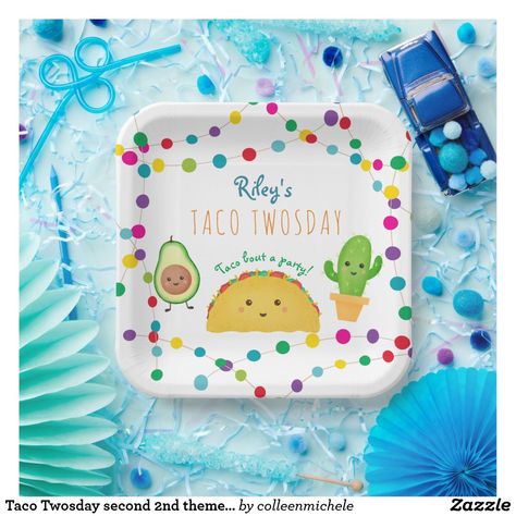 Taco Twosday second 2nd theme birthday Paper Plates Taco Bout A Baby, First Fiesta, Taco Twosday, Birthday Paper Plates, Fiesta Theme, Birthday Paper, Birthday Invites, 2nd Year, Baby Themes