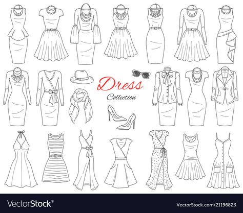 Dresses With Accessories, Summer Beach Dresses, Womens Fashion Casual Chic, Womens Winter Fashion Outfits, Classy Outfits For Women, Fashion Design Patterns, Casual Outfits For Teens, Womens Fashion Casual Spring, Vector Sketch