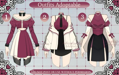 Outfit Adoptables Female, Christmas Outfit Drawings, Outfit Adoptables, Adoptable Outfit, Accessories Design Sketch, Clothing Design Sketches, Anime Inspired Outfits, Drawing Anime Clothes, Dress Design Sketches