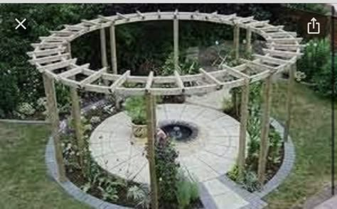 Patio Landscaping Border, Landscaping Border, Circular Garden, Curved Pergola, Circular Patio, Arbor Ideas, Patio Seating Area, Landscape Borders, Pergola Ideas