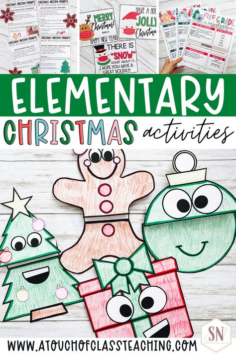 With these elementary Christmas activities, students can creating Christmas writing crafts to go with a variety of prompts. You can also find some Christmas classroom newsletter ideas, student post cards and more for your elementary classroom! Year 2 Christmas Activities, Christmas Activities Elementary School, Christmas Craft Upper Elementary, Elementary School Holiday Party Ideas, Christmas Class Party Ideas 1st Grade, Christmas Activities For The Classroom, Christmas Activities Elementary, Holidays In The Classroom, Writing Prompts Christmas