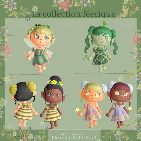 Acnh Wishlist, Cottagecore Acnh, Animal Crossing Hair, Fairy Island, Fairy Core Outfits, Acnh Outfits, Cottagecore Animal Crossing, Clothing Codes, Motif Acnl