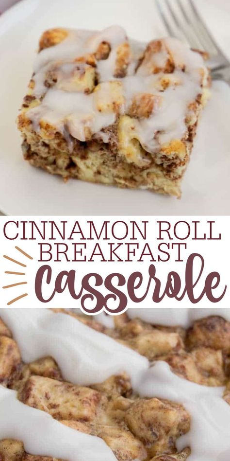 Breakfast Casserole Cinnamon Roll, Cinnamon Roll Breakfast Casserole, Cinnamon Roll Breakfast, Sweet Breakfast Casserole, Casserole Breakfast, Cinnamon Roll Casserole, Favorite Breakfast Recipes, Christmas Morning Breakfast, Breakfast Party