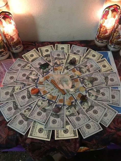 Crystal Furniture, Powerful Money Spells, Money Spells That Work, Spiritual Pictures, Album Cover Wallpaper Collage, Witch Room, Magic Wallet, Magic Crafts, Love Spell Caster