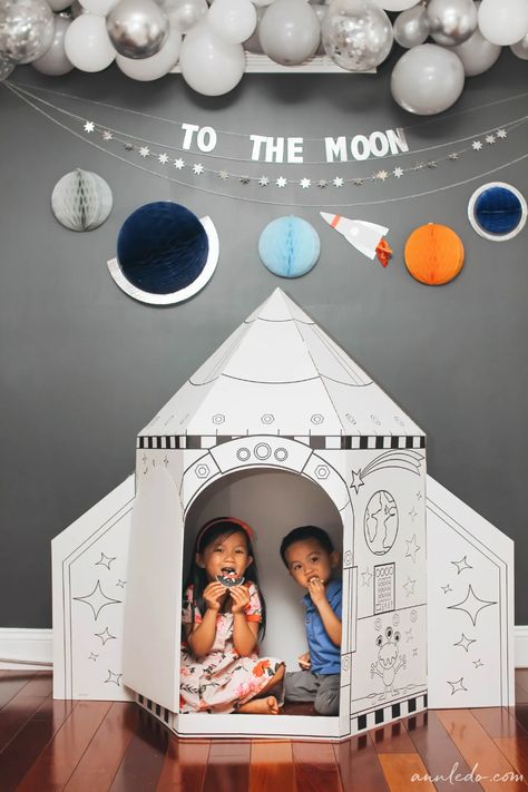 Space Theme Bounce House, Uncommon Birthday Themes, Space Birthday Decor, First Birthday Boy Space Theme, Out Of This World Birthday Party, Space Themed Birthday Party Decoration, Space Themed First Birthday Party, Space Themed First Birthday, Birthday Space Theme