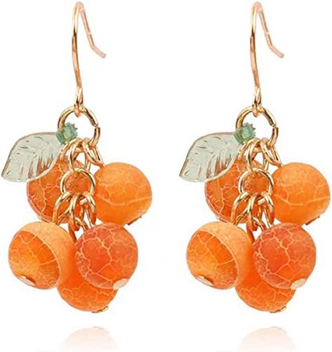 Amazon.com: Fun Earrings Unique Orange Drop Earrings, Elegant Orange Nickel-free Earrings, Nickel-free Orange Drop Earrings, Orange Flower-shaped Adjustable Earrings, Nickel-free Orange Enamel Earrings, Fruit Jewelry, Fruit Earrings, Orange Earrings, Teen Girl Gifts