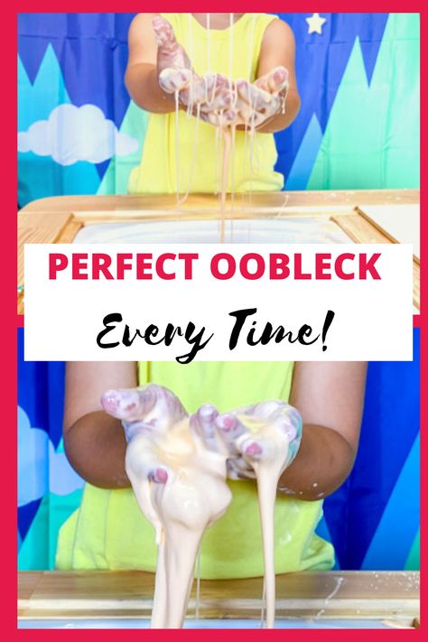 How To Make Oblek With Cornstarch, How To Make Oblek, Oblek Recipe With Cornstarch, Oobleck Science Fair Project, Cornstarch Sensory Bin, Rainbow Oobleck, Making Oobleck In Classroom, Science Experiments With Corn Starch, Cornstarch And Water Experiment