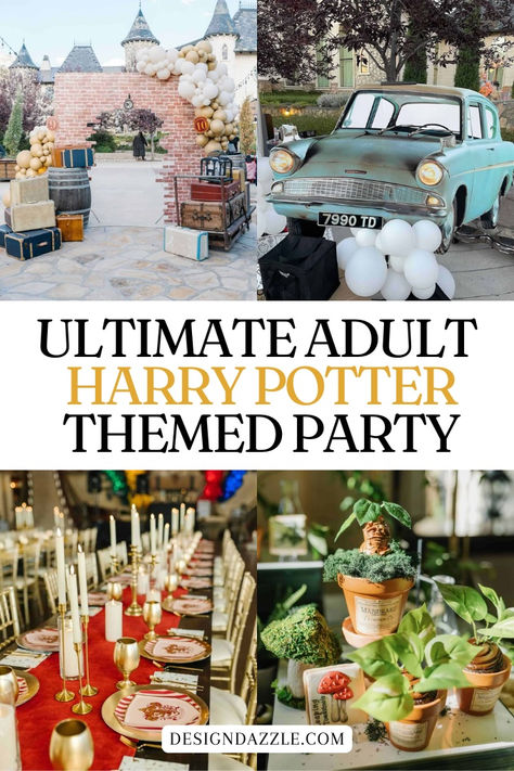 If you’re a die-hard Harry Potter fan, there’s nothing more magical than hosting an adult Harry Potter-themed party. Imagine transforming your space into the Great Hall, complete with floating candles and house colors that bring Hogwarts to life. I’m sharing Adult Harry Potter Party Ideas – the ultimate party! Harry Party Party Ideas, Harry Potter Themed Entree, Harry Potter Themed Table Setting, Teenage Harry Potter Party, Harry Potter New Years Eve Party, Grown Up Harry Potter Party, Hogwarts Centerpiece Ideas, Hogsmeade Party, Cheap Harry Potter Decorations