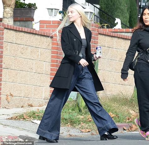 Anya Taylor-Joy turns the streets of Los Angeles into her personal runway as she cuts a fashionable figure while visiting a friend | Daily Mail Online Low Cut Black Top, Masquerade Ball Outfits, Anya Joy, Taylor Outfits, Style Muse, Anya Taylor Joy, Celebrity Street Style, Celebrity Outfits, Fashion Killa