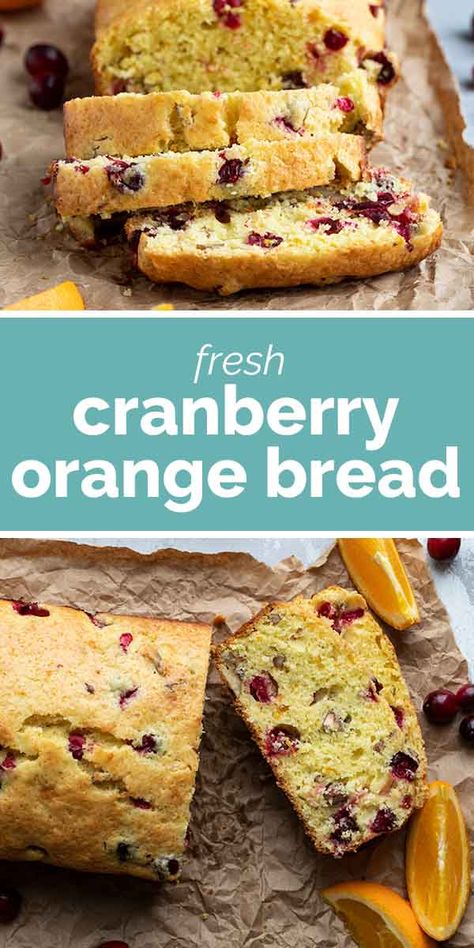 Tart cranberries and sweet orange juice combine to make this Cranberry Orange Bread that is perfect for breakfast or brunch, or even for dessert! This is the perfect quick bread for the Christmas season. #recipe #cranberryorange #bread #quickbread Fruit Breads, Cranberry Orange Cookies, Cranberry Dessert, Orange Bread, Yummy Bread, Cranberry Orange Bread, Cranberry Bread, Mandarin Oranges, Muffin Man