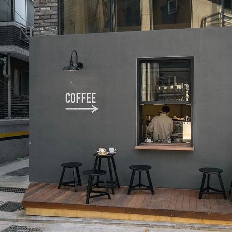 Marc Odley | Super cool coffee bar here ☕️⁣⁠ .⁣⁠ Follow @loveespressouk for more great #coffee inspiration⁠ .⁠ .⁠ @b.thanakran | Instagram Tiny Coffee Shop Design, Concept Coffee Shop, Small Coffee Shop Design, Christmas Activation, Small Coffee Bar Ideas, Tiny Coffee Shop, Coffee Shop Window, House Coffee Shop, Tiny Cafe