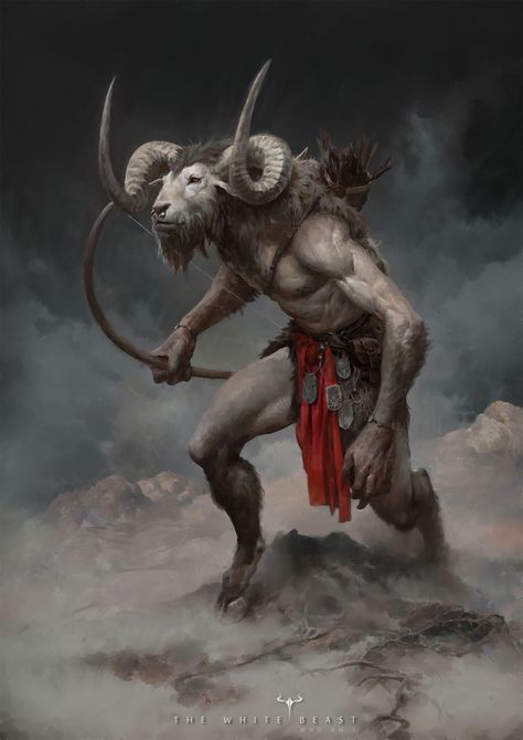 ArtStation - Goat beast Goat Man Art, Beast Men Concept Art, Beastmen Warhammer, Goat Monster, Beast Concept Art, Beast Men, Goat Man, Anthro Art, Geek Movies