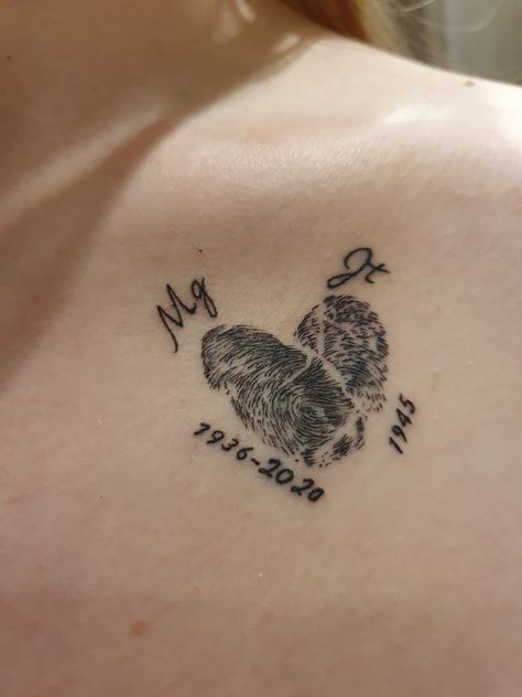 It is the fingerprint of my grandparents, and their initials with the date. In Memory Tattoos Grandparents, Tattoos Grandparents, In Memory Tattoos, Grandparents Tattoo, Memory Tattoos, Tattoos