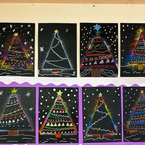 Christmas Tree Art Kindergarten, Christmas Art Primary School, Grade 6 Christmas Craft, Xmas Art For Kids, Elementary Christmas Art Projects, Christmas Tree Art Projects For Kids, Christmas Tree Art For Kids, Christmas Art Kindergarten, Kindergarten Christmas Art