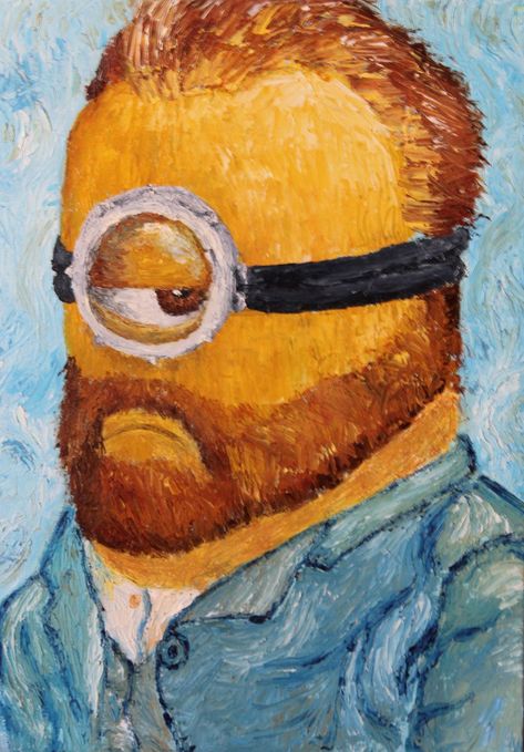 Minion Card, Minion Art, Cool Easy Drawings, Maya Art, Famous Artwork, Art Parody, Van Gogh Art, Collage Poster, Art Inspiration Drawing