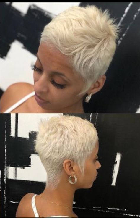 Platinum Pixie Cut Black Women, Blonde Pixie Haircut Black Women, Short Bleached Hair, Short Platinum Blonde Hair, Healthy Relaxed Hair, Black Women Short Hairstyles, Chic Short Hair, Black Hair Short Cuts, Short Hair Images