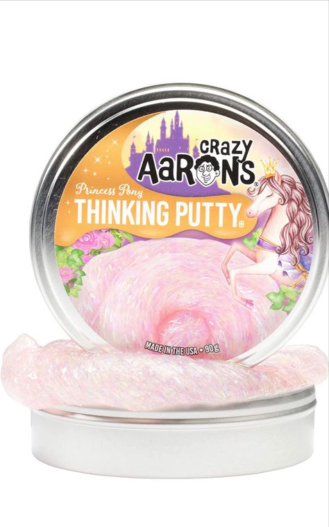 Tin of putty with graphics and example of putty Aarons Thinking Putty, Thinking Putty, Creative Toys For Kids, Finger Strength, Desk Toys, Pink Sparkle, Sensory Play, Toy Store, Cotton Candy Machine