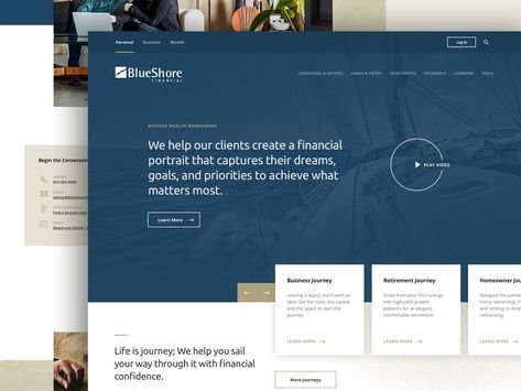 Blueshore Financial by Ryan Martinez - Orilliea Design Investment Website Design, Financial Website Design, Lawyer Website Design, Best Portfolio Websites, Investment Website, Financial Website, Corporate Website Design, Profile Website, Logos Retro