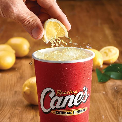 Raising Canes, Dr Pepper Can, Filtered Water, Lemonade Recipes, Lemon Wedge, Cane Sugar, Company Meals, Dr Pepper, Graduation Party