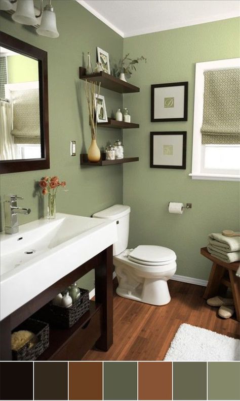 Bathroom Color Schemes, Bathroom Paint Colors, Bathroom Decor Ideas Colors, Brown Bathroom, Bathroom Color, Trendy Bathroom, Apartment Bathroom, Trendy Bedroom, Wood Bathroom