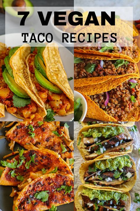 I round-up my top vegan taco recipes on the blog! These recipes are for all taco lovers. From carne asada tacos, potato chorizo tacos to quesabirria tacos - I got them all! Throw a taco night or a taco themed party. #vegan #plantbased Healthy Vegan Tacos, Vegetable Taco, Vegan Carne Asada Tacos, No Meat Tacos, High Protein Vegan Tacos, Vegan Carnitas Tacos, Mushroom Tacos Vegan, Vegan Taco, Tacos Recipes Vegetarian