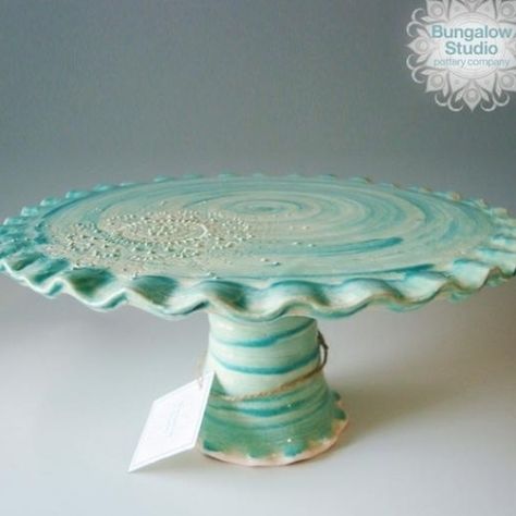 Cake Stand Ceramic cake stand Pottery cake stand in #handmadeceramics #ceramic Clay Wheel Projects, Ceramic Cake Stands, Pottery Cake Stand, Building Cake, Unique Cake Stands, Clay Wheel, Ceramic Cake Stand, Pottery Hand Building, Ceramic Wheel