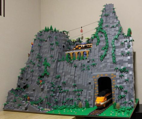 Lego Mountain, Jungle Mountain, Lego Landscape, Lego Micropolis, Ancient Rome Projects, Lego Train Tracks, Lego Winter Village, Lego Village, Lego Winter