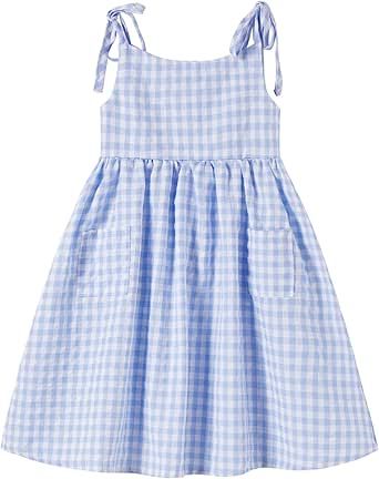 Rysly Girls Cotton-Linen Sleeveless Dress with Shoulder Straps and Pockets Toddler Girls Sundress African Kids Clothes, Football Dress, Girls Cotton Dresses, Boho Sundress, Sleeveless Denim Dress, Sleeveless Linen Dress, Girls Sundress, Kids Frocks Design, Easy Dress