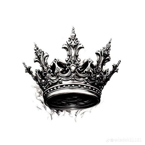 Dark Style Tattoo Design, Crown Tattoo Chest, Crown Back Tattoo, Queens Crown Tattoo, Skull Crown Tattoo, Kings Crown Tattoo, Crown Neck Tattoo, Diamond Crown Tattoo, Coronas Tattoo