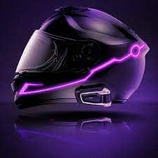 Purple Motorcycle Helmet, Rowan Aesthetic, Purple Helmet, Purple Motorcycle, Cool Motorcycle Helmets, Custom Motorcycle Helmets, Motorcross Bike, Night Riding, Motorbike Helmet