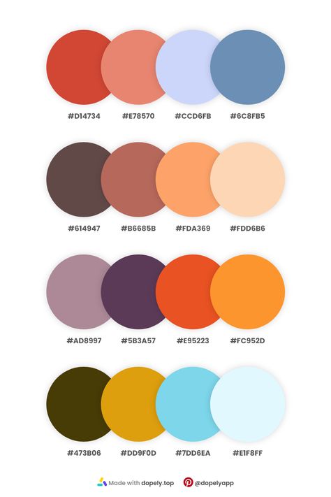 color palette dopely natural colors design illustration artwork Four Color Combinations, 16 Color Palette, Color Harmony Palette, Color Palette 3 Colors, Colors That Go Together, 2 Color Combos, Good Color Combos, Cute Color Combinations, 4 Color Palette